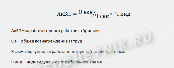 Формула индивидуального расчета с работником