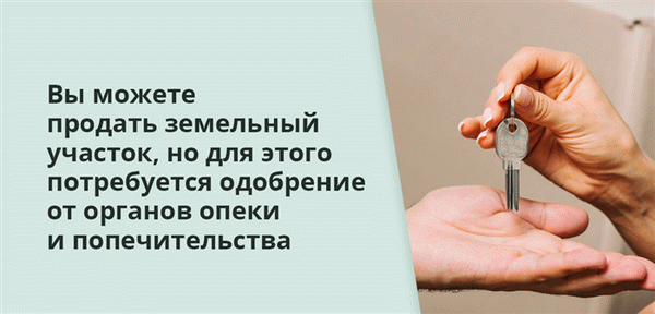 Вы можете продать земельный участок, но для этого потребуется одобрение от органов опеки и попечительства