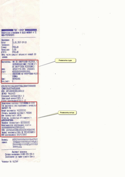 Чек-ордер об оплате госпошлины в суд скрин