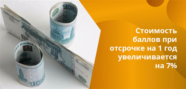 Отсрочка же в 2 года увеличивает стоимость баллов на 15%, 3 года - на 24%, 10 лет - на 132%