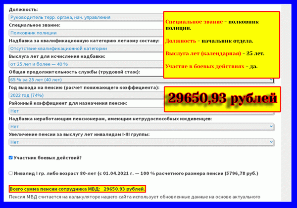 Пенсия МВД в 2022 году: полковник