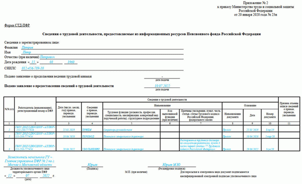 Образец СТД-ПФР