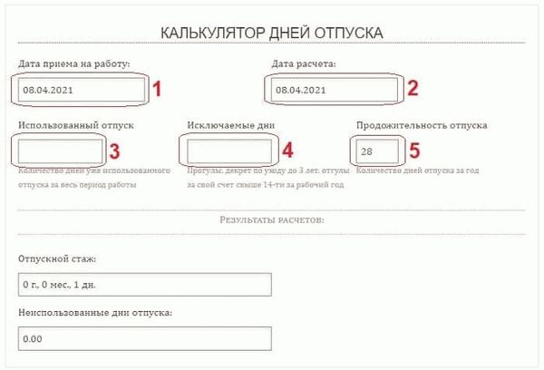 Онлайн калькулятор для расчета дней отпуска - инструкция, формулы и примеры