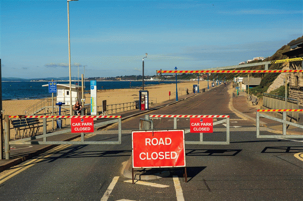 Road closed. Car park closed