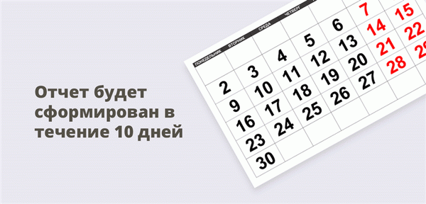 Отчет будет сформирован в течение 10 дней