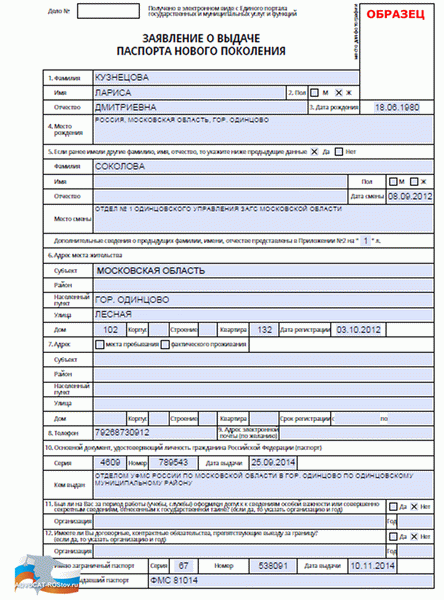 Заявление на загранпаспорт нового образца